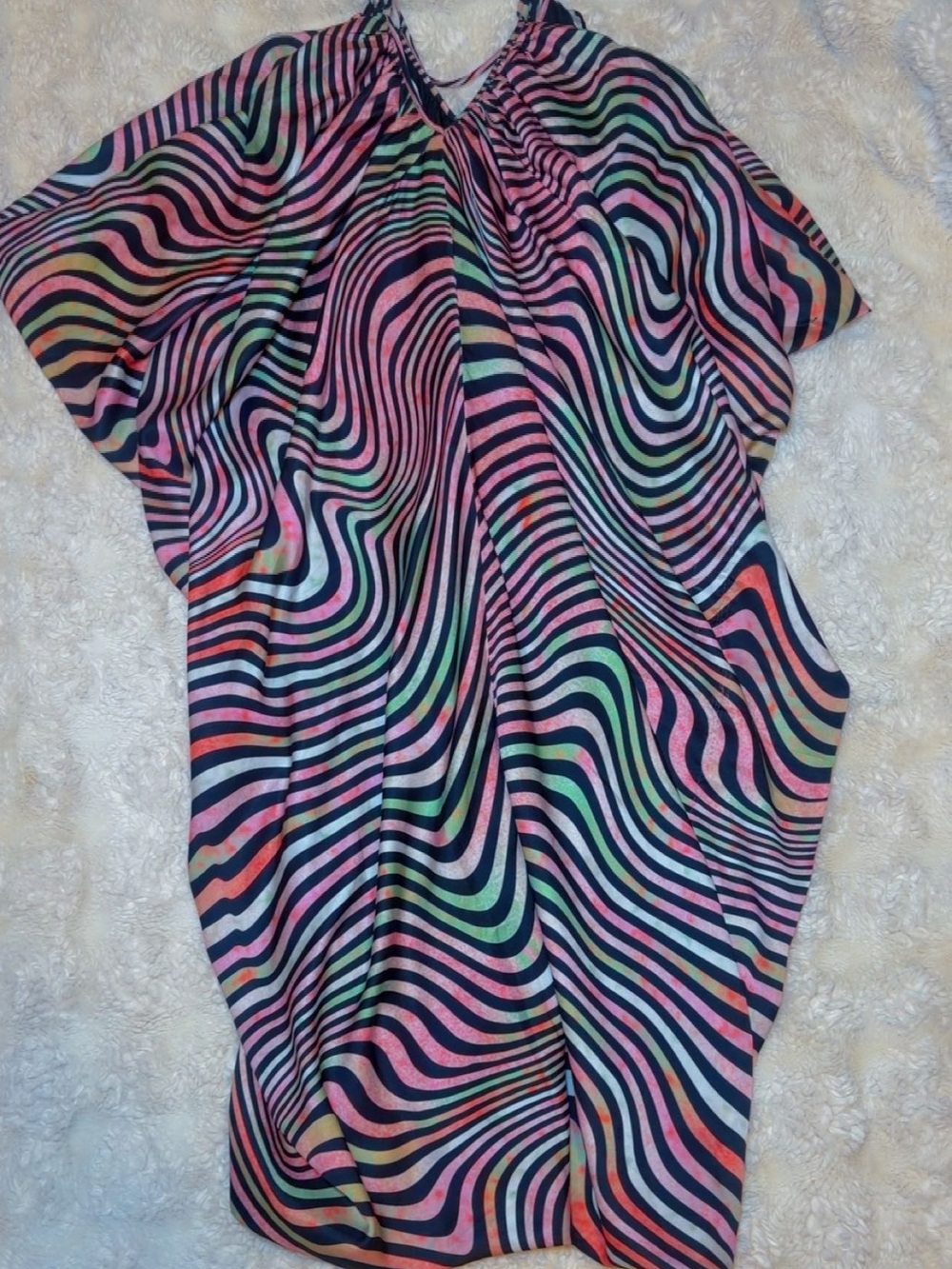 Abstract Swirl Multicolor Halter Dress